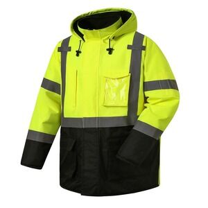 SKSAFETY Hi‎ Vis Reflective Jacket - Waterproof Parka Men with Large, 4XL